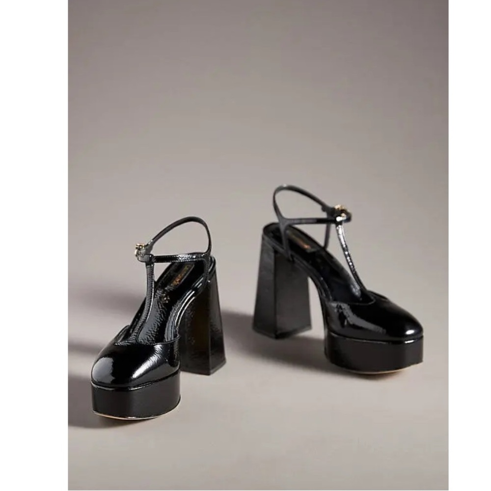 Larroudé Pixie 115MM Patent Leather Platform Pumps